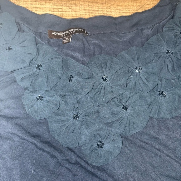 Adrienne Vittadini Studio 3X Navy Long-Sleeve Top - Picture 3 of 6